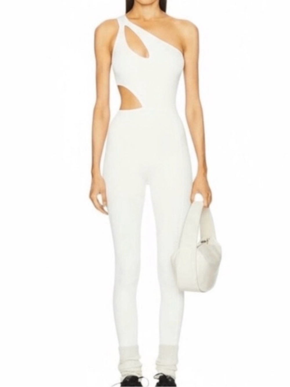 Gigi C White Textured
Snakeskin Cassie Jumpsuit / One Shoulder - Picture 2 of 5
